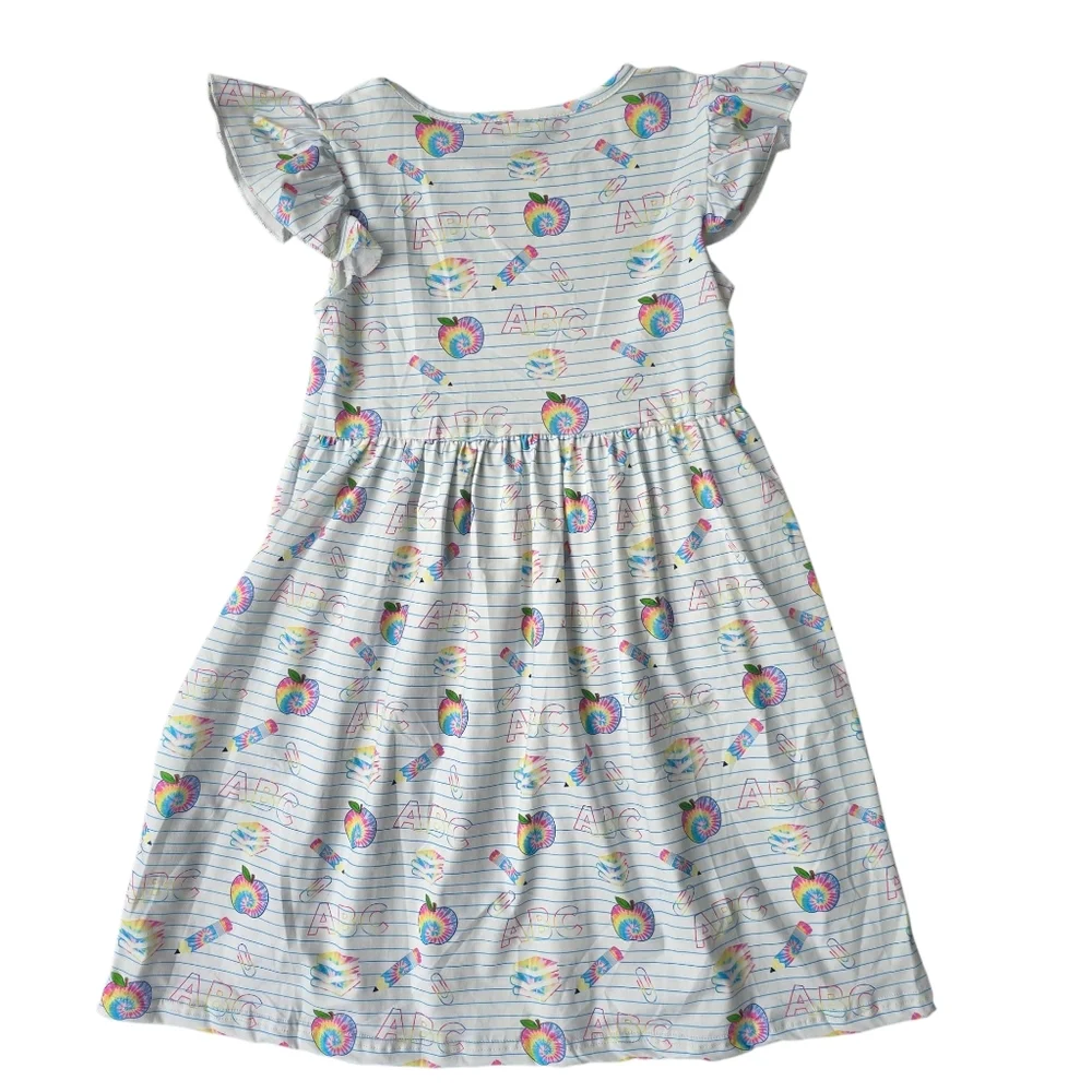 Angel Sleeve Dress Colorful Striped ABC Back To School NWOT Size 10/12